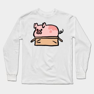 Cute Cartoon Piggy In a Box Long Sleeve T-Shirt